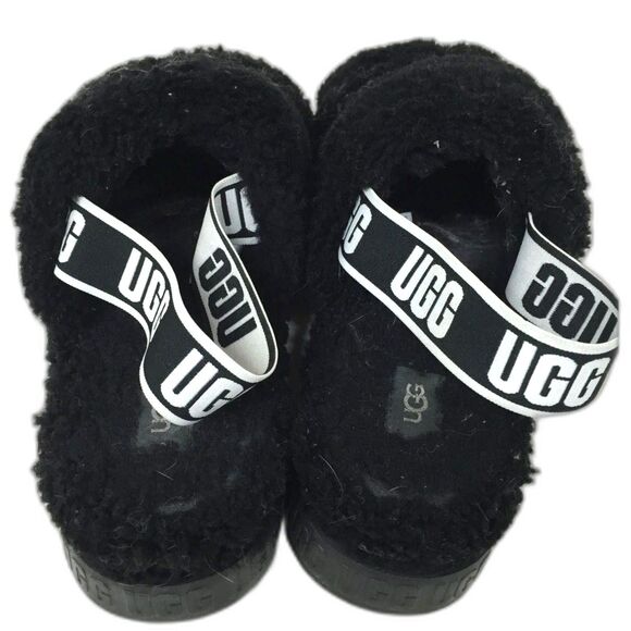 UGG OH FLUFFITA BLACK PLUSH FLUFFY SLIPPERS - SIZE 10 - Picture 3 of 4